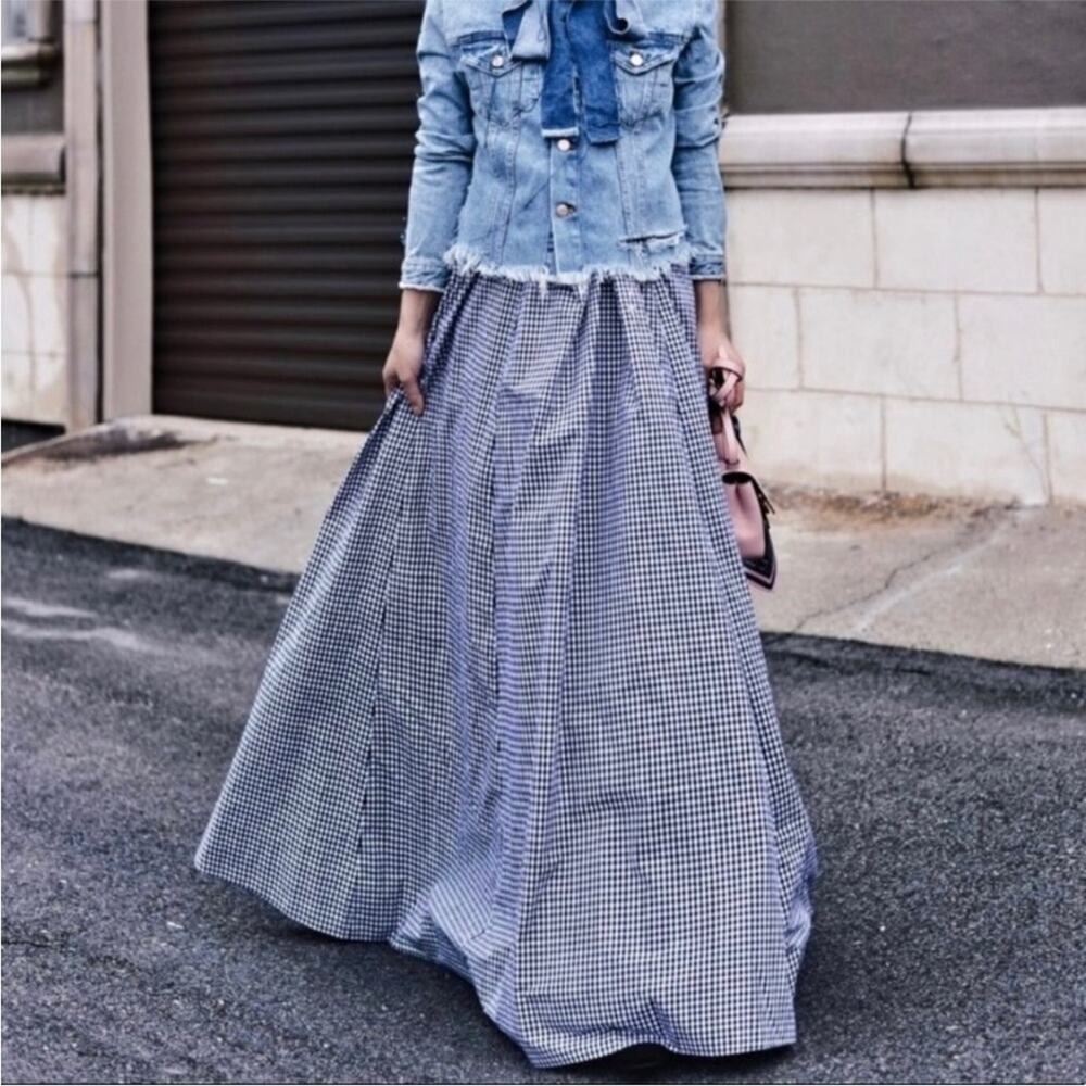 J.Crew new Black and White Gingham Tulle Maxi Ball Skirt Size 4